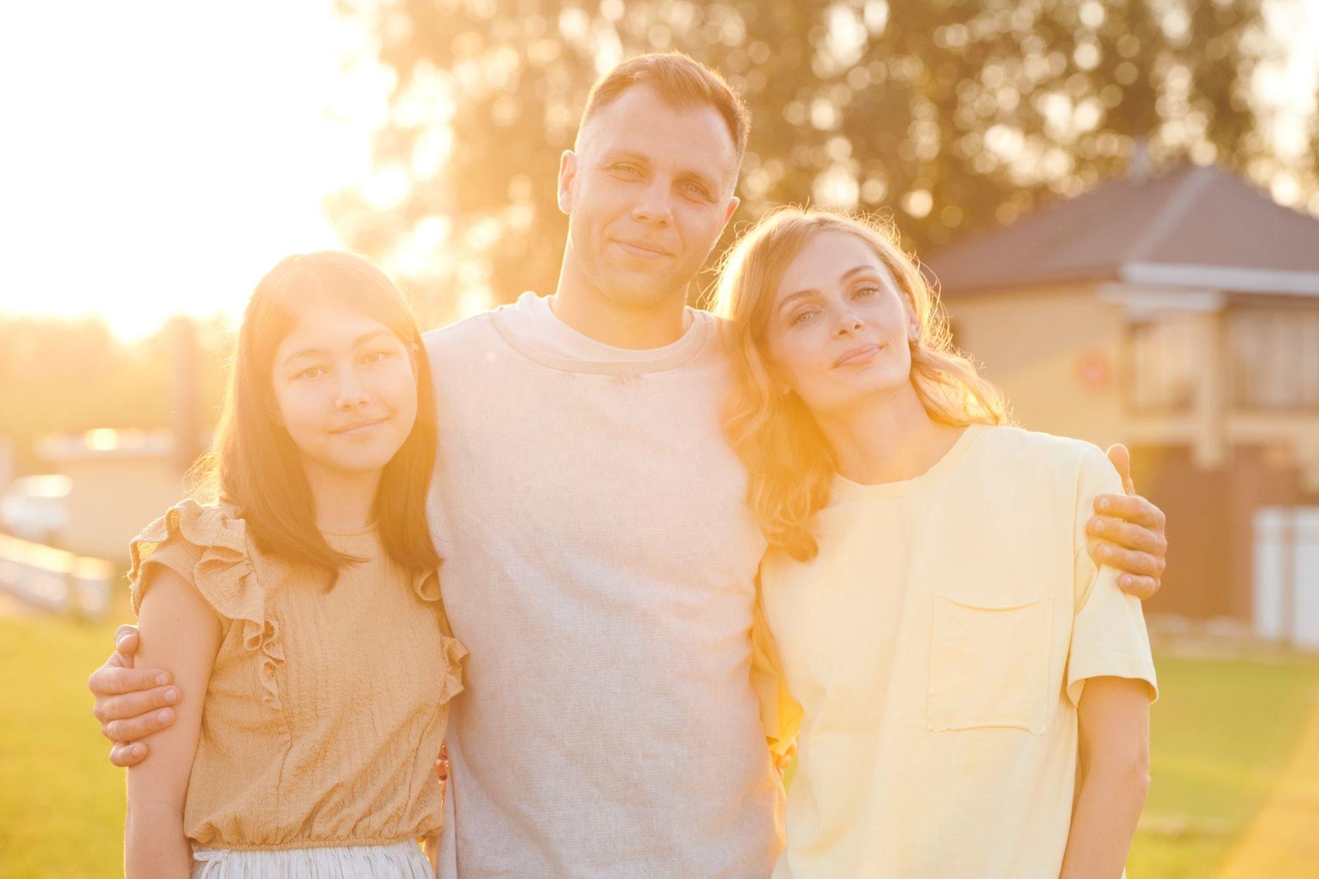 A cheerful family enjoying time together outdoors